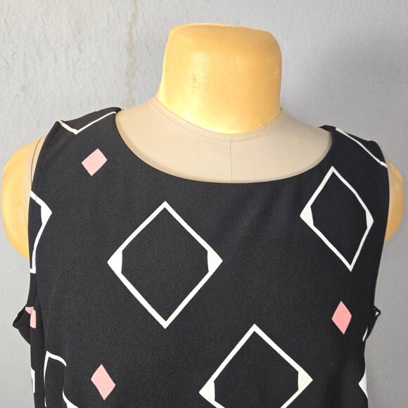 Maya Brooke Womens Size 18W Geometric Diamonds Sheath Dress Business Career Chic - Picture 3 of 10